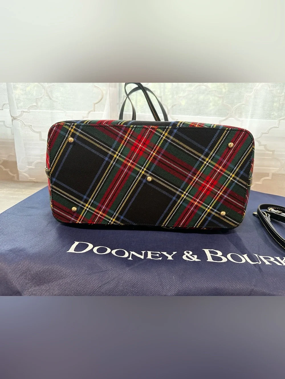 Dooney & Bourke Black Tartan Flynn Tote & Matching Wallet Set - Gently Used
